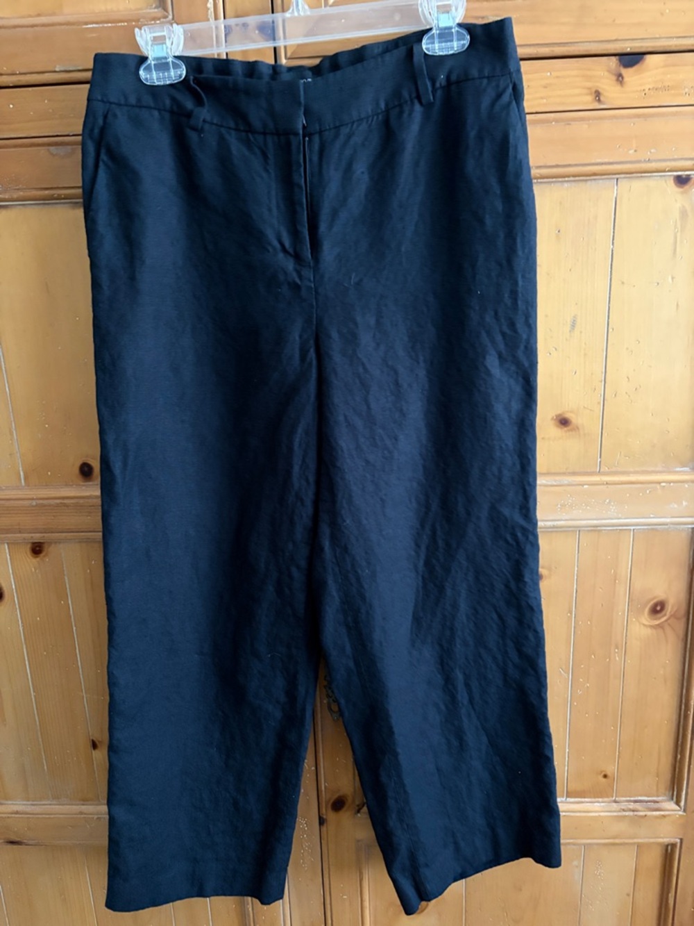 Talbots Black Wide-Leg Linen Pants